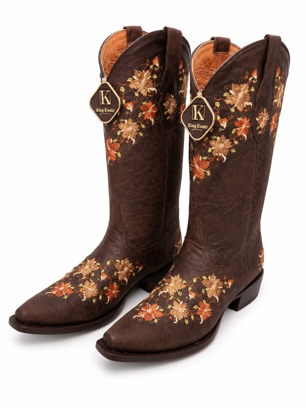 King Exotic Women's Brown Embroidered Western Boots